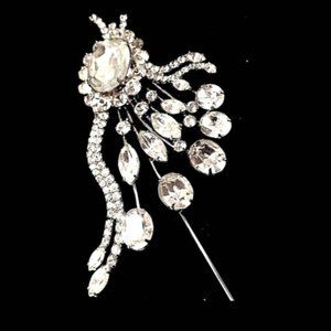 Vintage nOir Jewelry X Large Rhinestone Brooch Pin 4.5" COLLECTORS ITEM